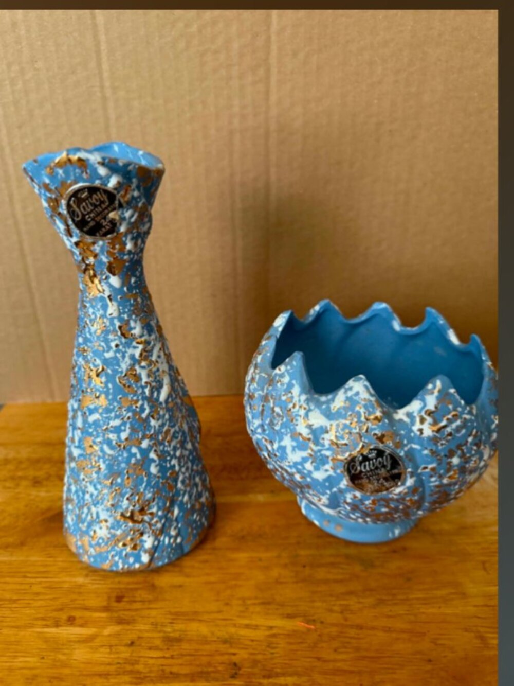 Savoy China Hand‑Decorated Vase & Bowl Set – 24 K Gold Accents